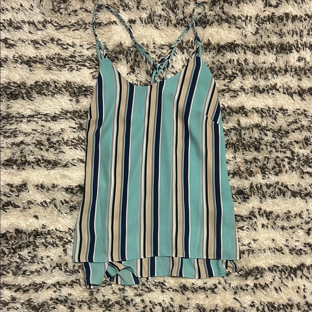 White House Black Market Striped Camisole in Blue and Cream